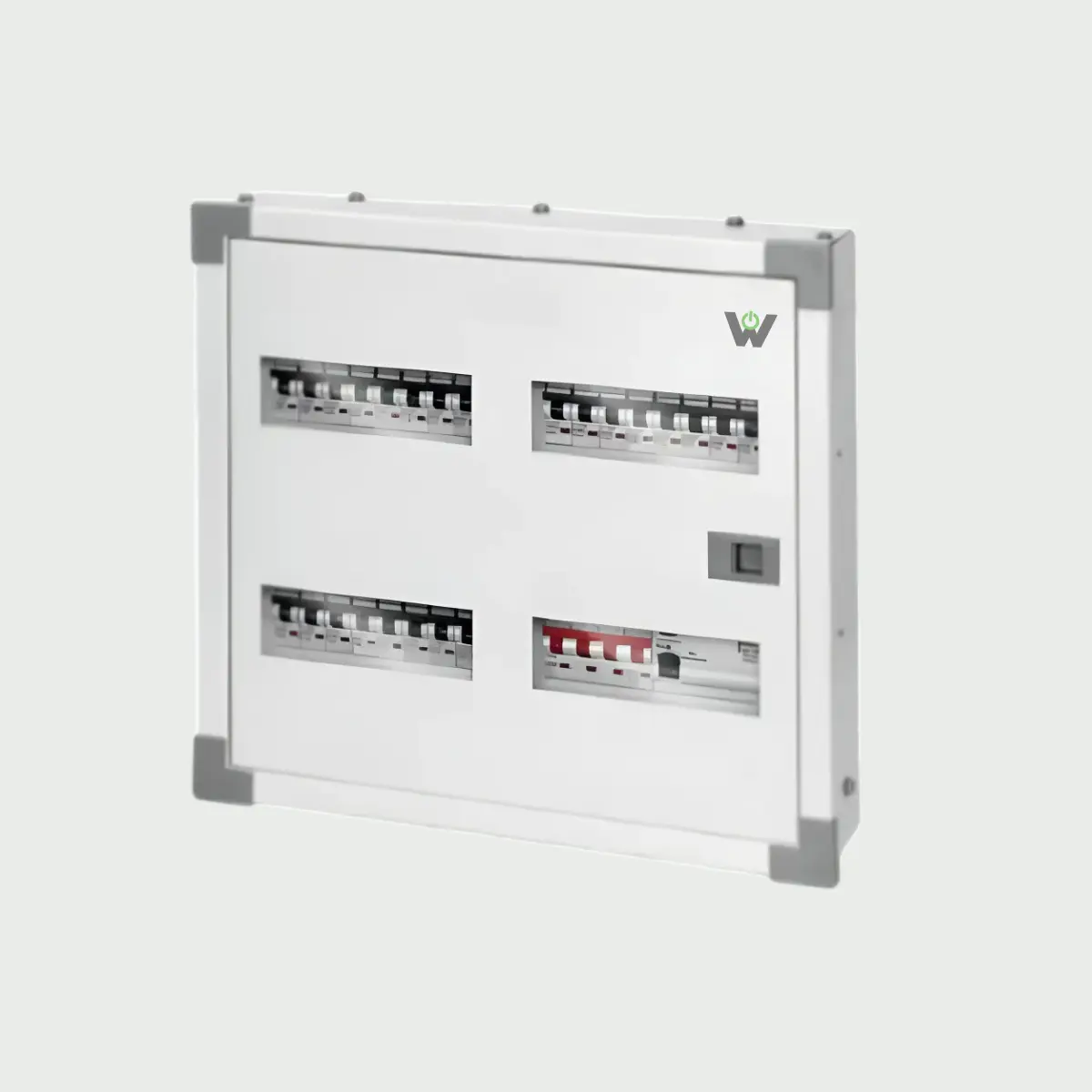 Wortmann Double Door 12W (8+36) TPN Phase Distribution Board – Grey White (Acrylic DB)